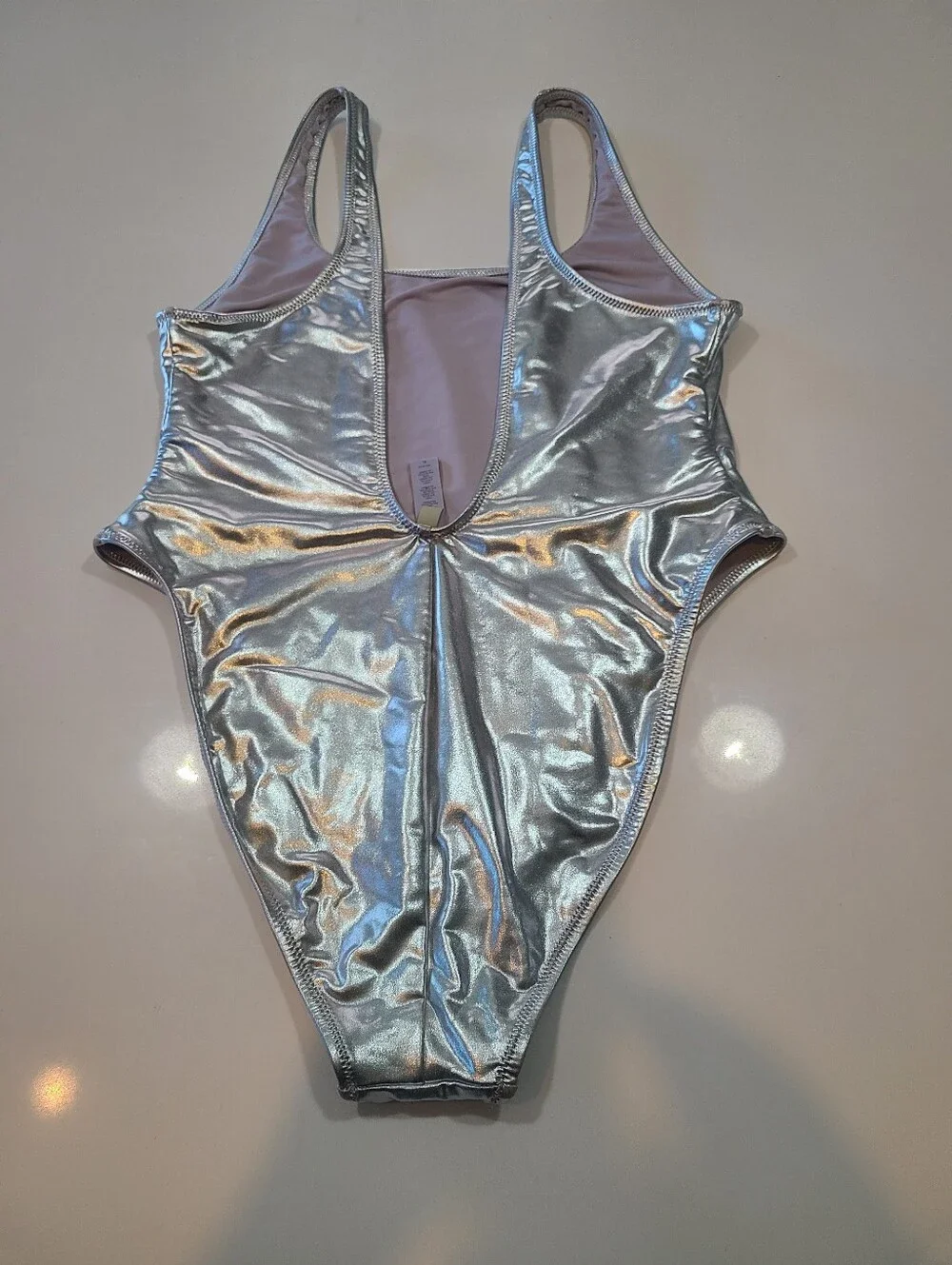 Skims Silver Metallic One-Piece Swimsuit in Size XL